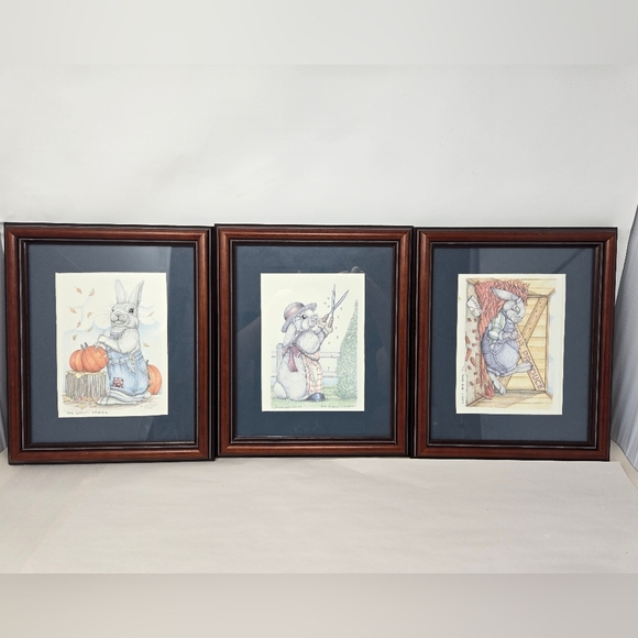 Vtg Sue Rupp Artwork Print Hare Cutting 96, Hare trimmer 98, Full Bodied Hare 97 - Picture 1 of 14